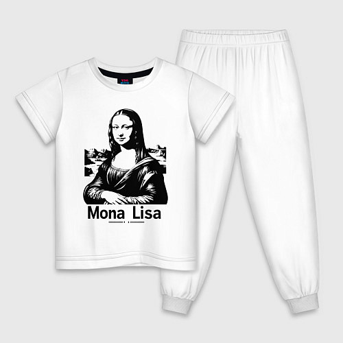 Детская пижама Мона Лиза графическая интерпретация / Белый – фото 1