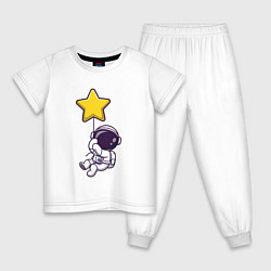 Пижама хлопковая детская Космическая звезда, цвет: белый