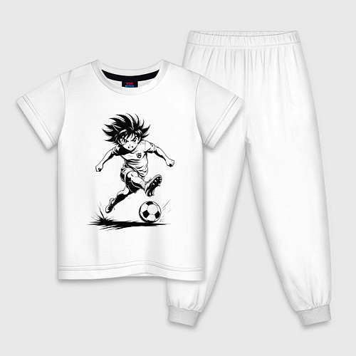 Детская пижама Футбольная атака аниме / Белый – фото 1