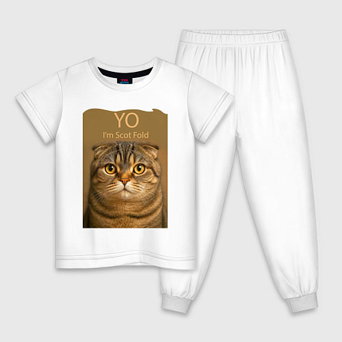 Детская пижама Yo - Im Scottish Fold / Белый – фото 1