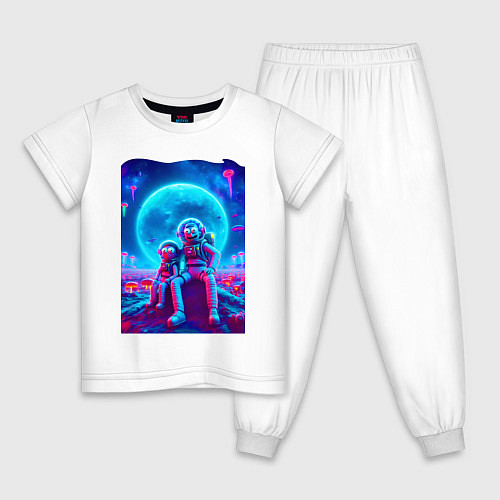 Детская пижама Морти и Рик на неоновой планете / Белый – фото 1
