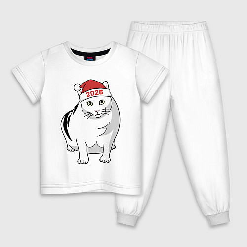 Детская пижама Мемный кот Бендер - 2026 / Белый – фото 1