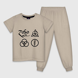 Пижама хлопковая детская Led Zeppelin: symbols, цвет: миндальный