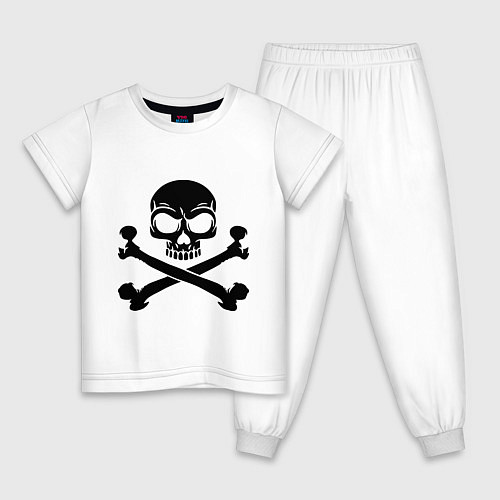 Детская пижама Череп и перекрещенные кости / Белый – фото 1