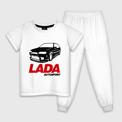 Пижама хлопковая детская LADA Autosport, цвет: белый