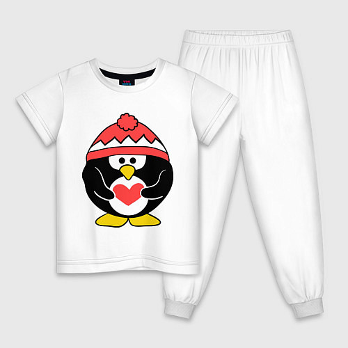 Детская пижама Пингвин с сердцем / Белый – фото 1