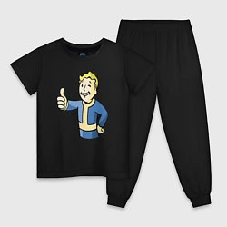 Пижама хлопковая детская Fallout vault boy, цвет: черный