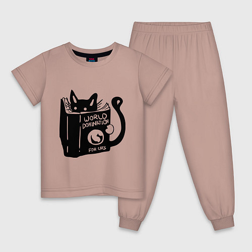 Детская пижама Кот с книгой / Пыльно-розовый – фото 1