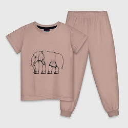Пижама хлопковая детская Сколько ног у слона, цвет: пыльно-розовый