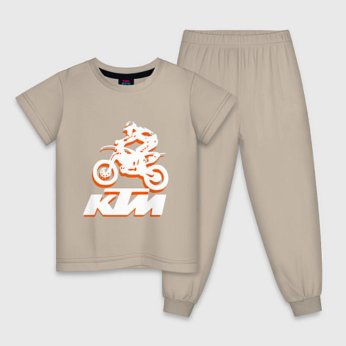 Детская пижама KTM белый / Миндальный – фото 1