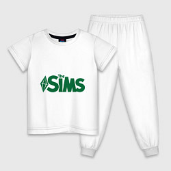 Пижама хлопковая детская Sims, цвет: белый