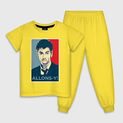 Пижама хлопковая детская Allons-y Poster, цвет: желтый