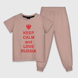 Пижама хлопковая детская Keep Calm & Love Russia, цвет: пыльно-розовый