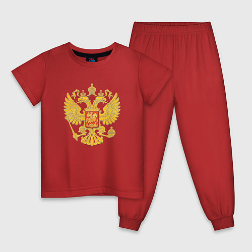 Детская пижама Герб России: золото / Красный – фото 1