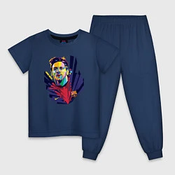 Пижама хлопковая детская Messi Art, цвет: тёмно-синий