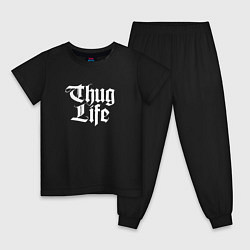 Пижама хлопковая детская Thug Life: 2Pac, цвет: черный