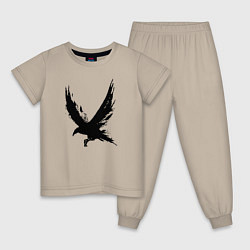 Пижама хлопковая детская Черный ворон, цвет: миндальный