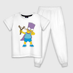 Пижама хлопковая детская Бартмен, цвет: белый