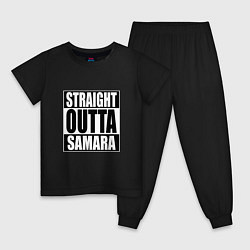 Пижама хлопковая детская Straight Outta Samara цвета черный — фото 1