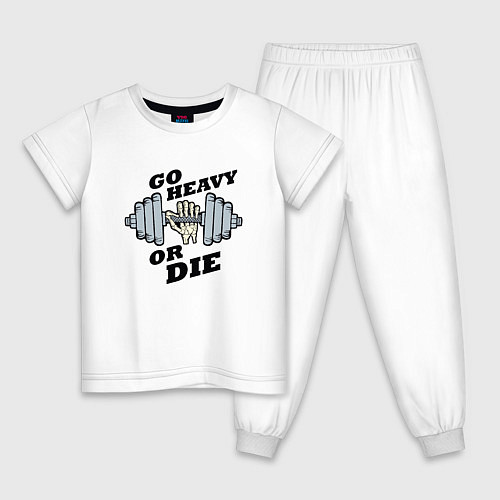 Детская пижама Go heavy or die / Белый – фото 1