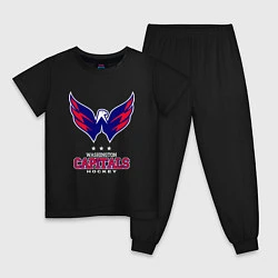 Пижама хлопковая детская Washington Capitals, цвет: черный