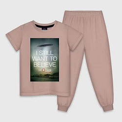 Пижама хлопковая детская X-Files: Aliens, цвет: пыльно-розовый