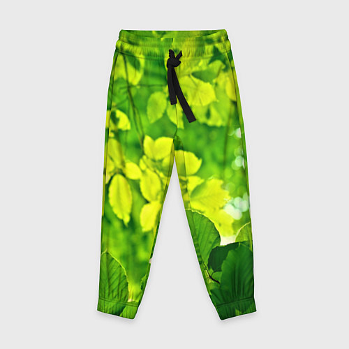 Детские брюки Зелёные листья / 3D-принт – фото 1