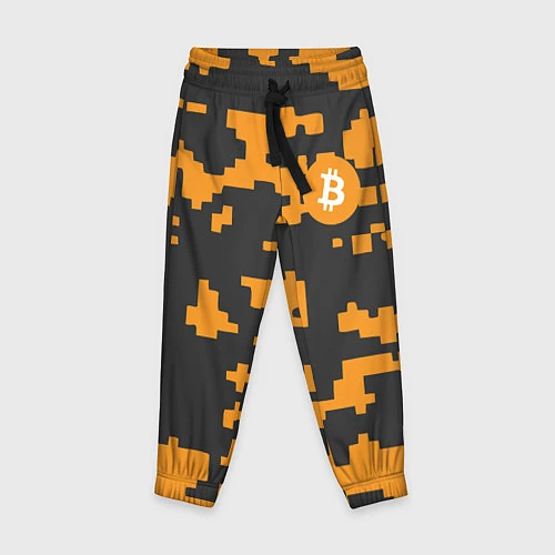 Детские брюки Bitcoin: Orange Camo / 3D-принт – фото 1