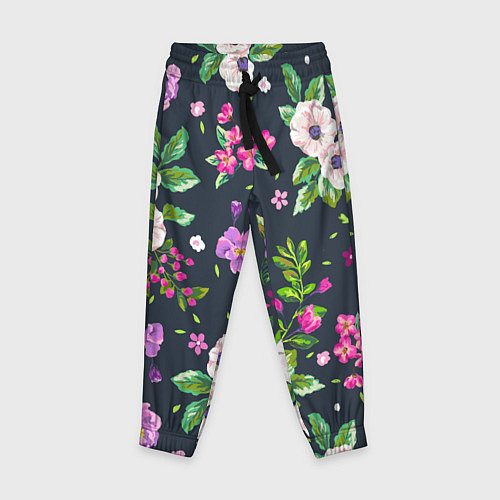 Детские брюки Пурпурные цветы / 3D-принт – фото 1