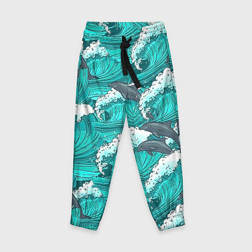 Детские брюки Лазурные дельфины / 3D-принт – фото 1