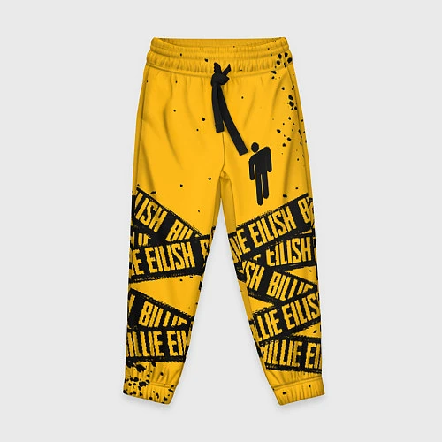 Детские брюки BILLIE EILISH: Yellow Tape / 3D-принт – фото 1