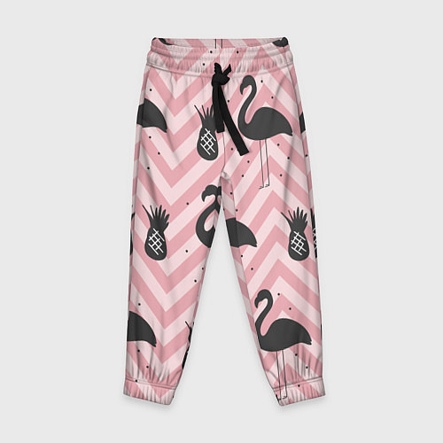 Детские брюки Черный фламинго арт / 3D-принт – фото 1
