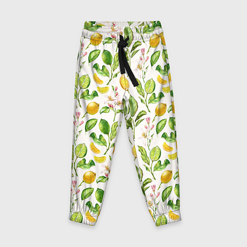 Детские брюки Летний узор лимон ветки листья / 3D-принт – фото 1