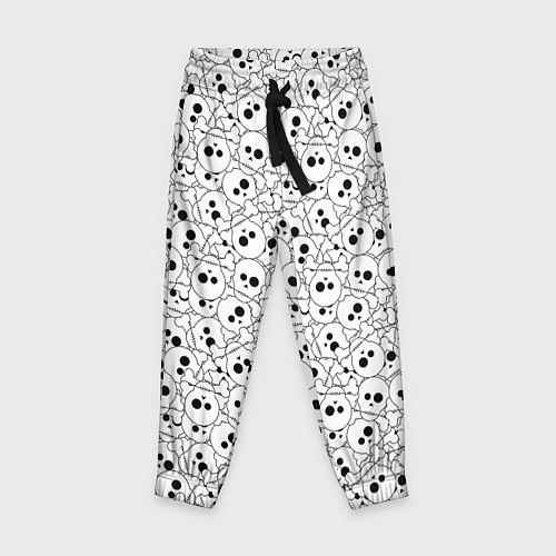 Детские брюки Черепа черно-белые / 3D-принт – фото 1