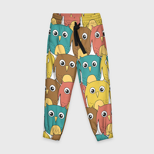 Детские брюки Разноцветные совы / 3D-принт – фото 1