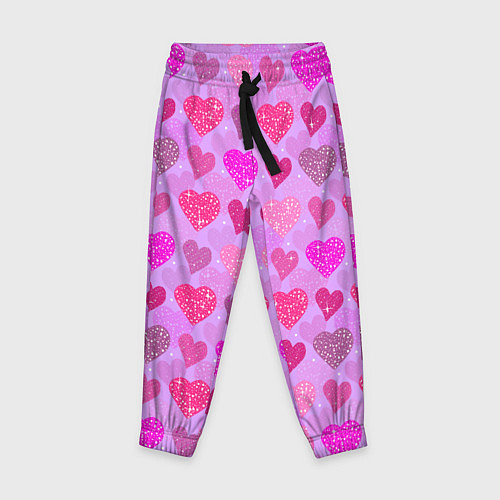 Детские брюки Розовые сердечки / 3D-принт – фото 1