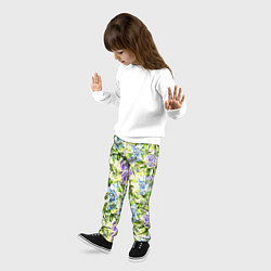 Брюки детские Глициния на бежевом фоне, цвет: 3D-принт — фото 2