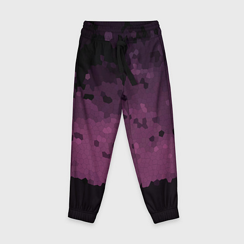 Детские брюки Мозаичный узор в черно бордовом цвете / 3D-принт – фото 1