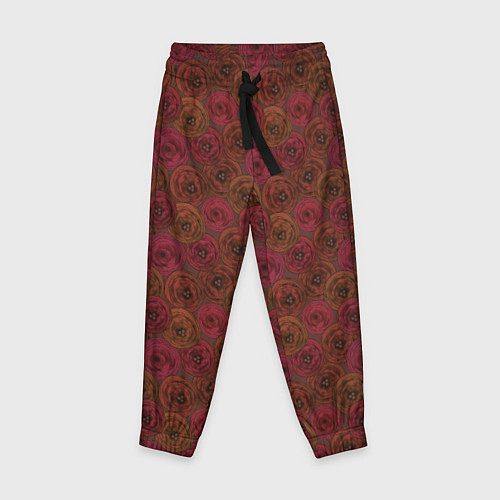 Детские брюки Цветочный коричневый ретро / 3D-принт – фото 1