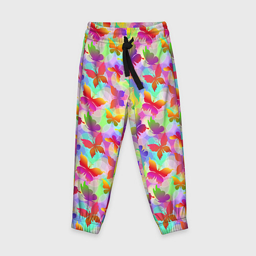 Детские брюки Разноцветные Бабочки Color / 3D-принт – фото 1