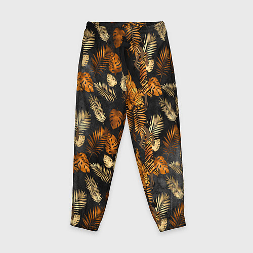 Детские брюки Тигры и листья Тропики / 3D-принт – фото 1