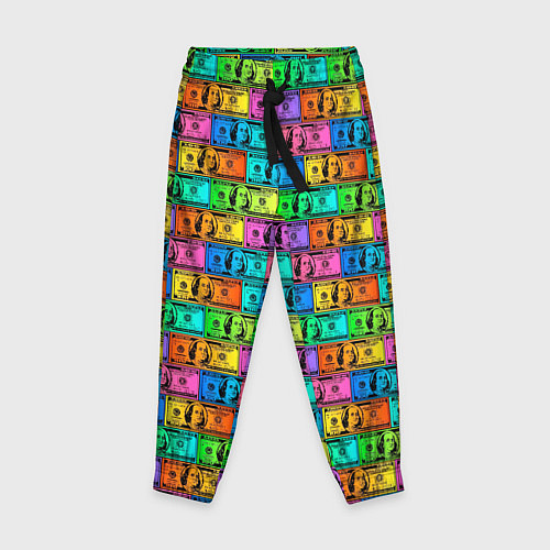 Детские брюки Разноцветные Доллары / 3D-принт – фото 1
