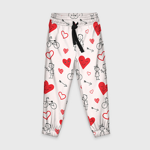Детские брюки Романтические сердечки / 3D-принт – фото 1