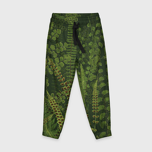 Детские брюки Цветы Зеленые Папоротники / 3D-принт – фото 1