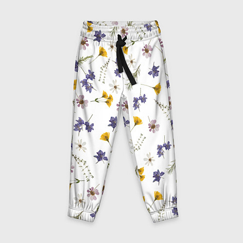 Детские брюки Простые цветы на белом фоне / 3D-принт – фото 1