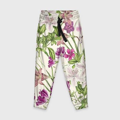 Детские брюки Цветы Розового Цвета / 3D-принт – фото 1