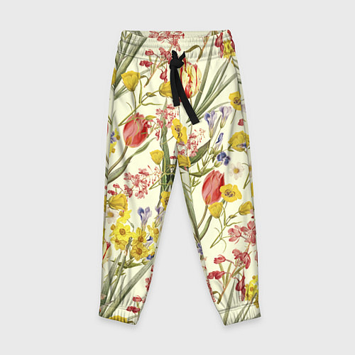 Детские брюки Цветы Весенние Тюльпаны / 3D-принт – фото 1