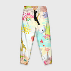 Брюки детские Красочные животные, цвет: 3D-принт