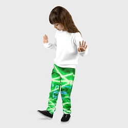 Брюки детские Неоновые лучи и буквы - Зелёный, цвет: 3D-принт — фото 2