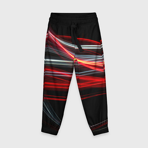 Детские брюки Волнообразные линии неона - Красный / 3D-принт – фото 1